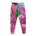Pink Orchid Flower Print Jogger Pants