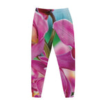 Pink Orchid Flower Print Jogger Pants