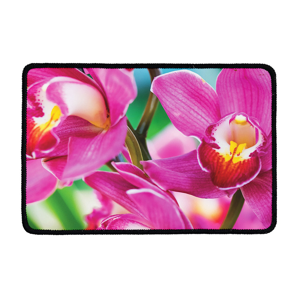 Pink Orchid Flower Print Kitchen Mat