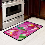 Pink Orchid Flower Print Kitchen Mat