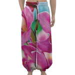 Pink Orchid Flower Print Lantern Pants