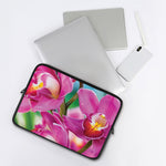 Pink Orchid Flower Print Laptop Sleeve