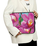Pink Orchid Flower Print Laptop Sleeve