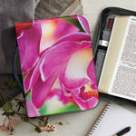 Pink Orchid Flower Print Leather Bible Cover