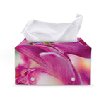 Pink Orchid Flower Print Leather Tissue Box Cover