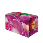 Pink Orchid Flower Print Leather Tissue Box Cover
