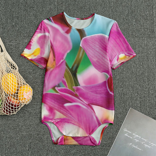 Pink Orchid Flower Print Men's Bodysuit