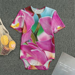 Pink Orchid Flower Print Men's Bodysuit