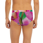 Pink Orchid Flower Print Men's Briefs