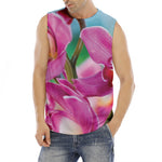 Pink Orchid Flower Print Men's Fitness Tank Top