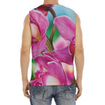 Pink Orchid Flower Print Men's Fitness Tank Top