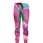 Pink Orchid Flower Print Men's leggings