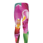 Pink Orchid Flower Print Men's leggings