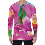 Pink Orchid Flower Print Men's Long Sleeve T-Shirt