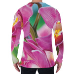 Pink Orchid Flower Print Men's Long Sleeve T-Shirt