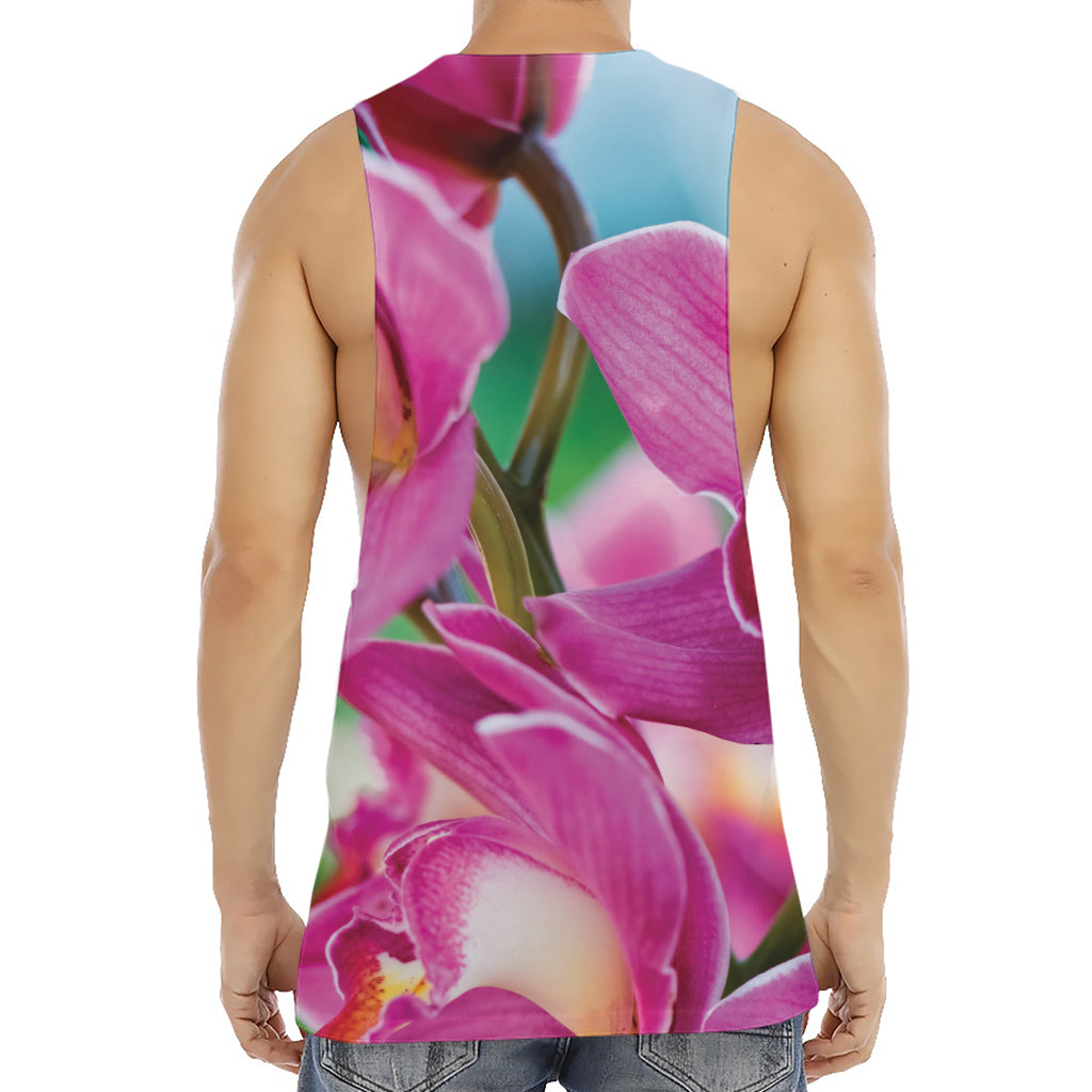 Pink Orchid Flower Print Men's Muscle Tank Top