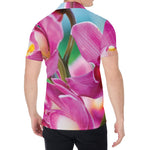 Pink Orchid Flower Print Men's Shirt