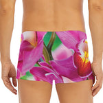 Pink Orchid Flower Print Men's Short Boxer Briefs