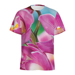 Pink Orchid Flower Print Men's Sports T-Shirt