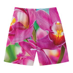Pink Orchid Flower Print Men's Swim Trunks