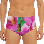 Pink Orchid Flower Print Men's Triangle Swim Briefs