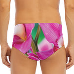 Pink Orchid Flower Print Men's Triangle Swim Briefs