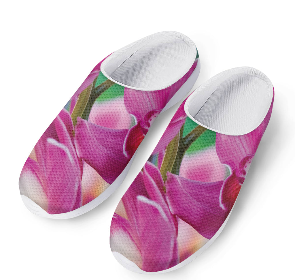 Pink Orchid Flower Print Mesh Casual Shoes