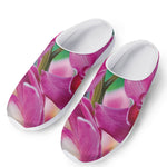 Pink Orchid Flower Print Mesh Casual Shoes