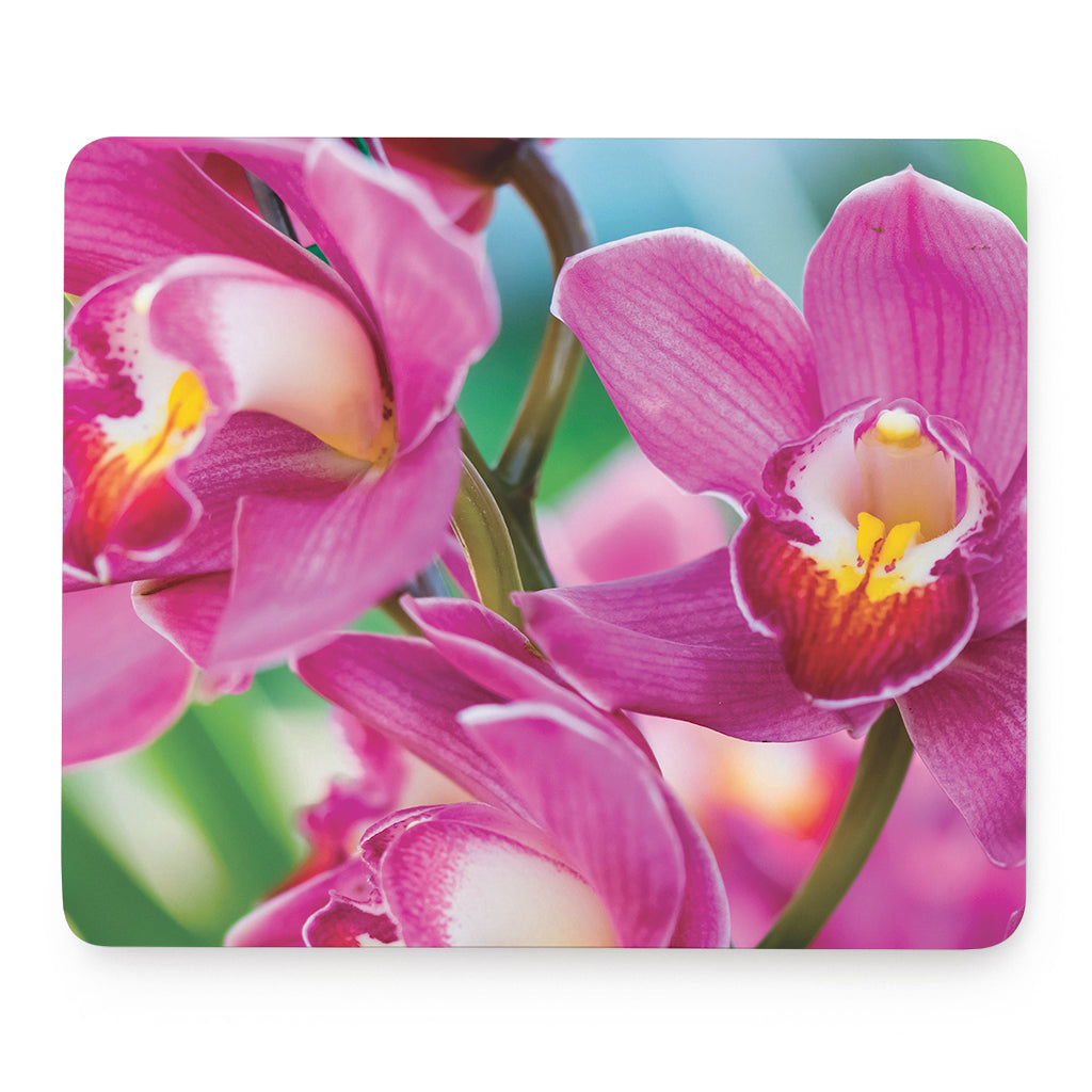 Pink Orchid Flower Print Mouse Pad