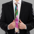 Pink Orchid Flower Print Necktie