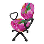 Pink Orchid Flower Print Office Chair Cover