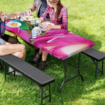 Pink Orchid Flower Print Picnic Table Cover