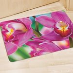 Pink Orchid Flower Print Polyester Doormat
