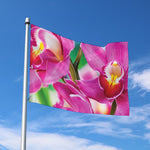 Pink Orchid Flower Print Polyester Flag