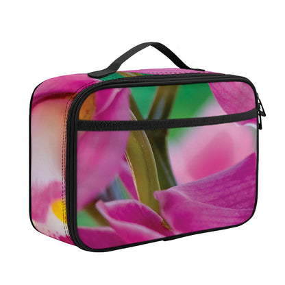 Pink Orchid Flower Print Portable Lunch Bag