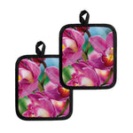 Pink Orchid Flower Print Pot Holders