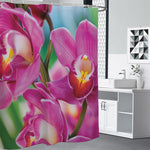 Pink Orchid Flower Print Premium Shower Curtain