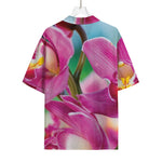 Pink Orchid Flower Print Rayon Hawaiian Shirt