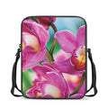 Pink Orchid Flower Print Rectangular Crossbody Bag