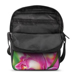 Pink Orchid Flower Print Rectangular Crossbody Bag