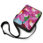 Pink Orchid Flower Print Rectangular Crossbody Bag