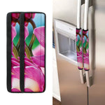 Pink Orchid Flower Print Refrigerator Handle Covers