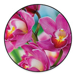 Pink Orchid Flower Print Round Floor Mat