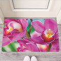 Pink Orchid Flower Print Rubber Doormat