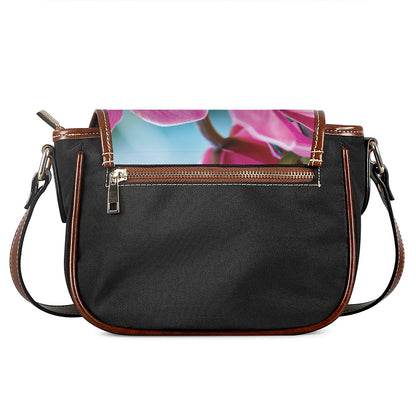 Pink Orchid Flower Print Saddle Bag