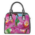 Pink Orchid Flower Print Shoulder Handbag