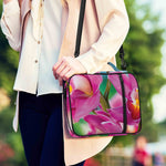 Pink Orchid Flower Print Shoulder Strap Bible Bag