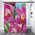 Pink Orchid Flower Print Shower Curtain