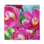 Pink Orchid Flower Print Silk Bandana