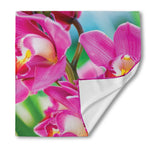 Pink Orchid Flower Print Silk Bandana